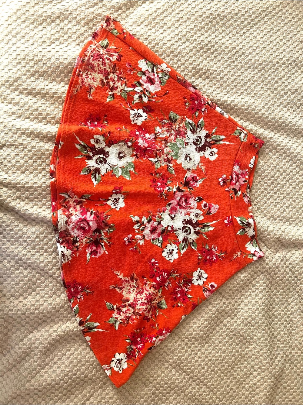 Charlotte Russe Bright Orange Floral Skater Skirt